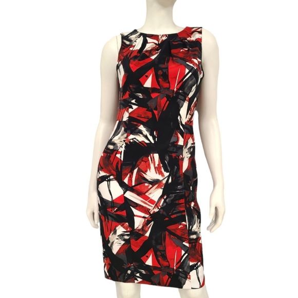 Michael Kors Red and Black Mod Print Shift Dress size 4 - Picture 1 of 8